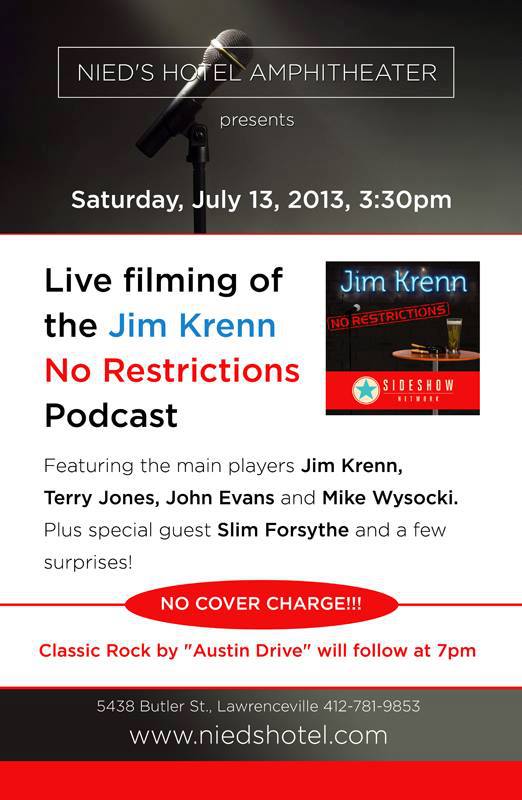 Jim Krenn, Jim Krenn: No Restrictions, Comedy Podcast, talent network, Podcast entertainment, Nied's Hotel