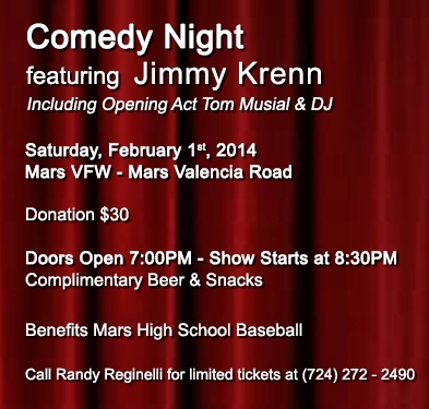 Jim Krenn, Comedy Night, Comedy Fundraiser, Mars High School Baseball, Pittsburgh Comedy